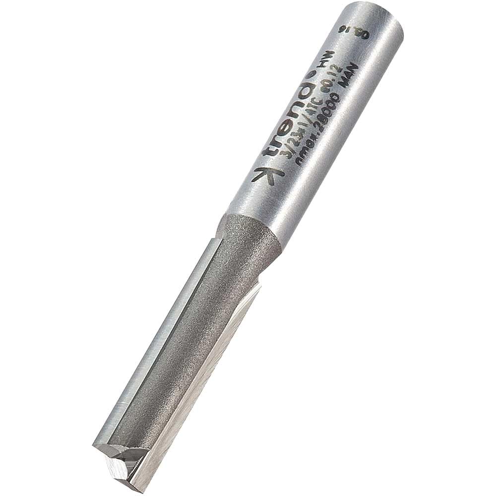 Trend Professional Straight Two Flute Router Cutter, 1/4 Inch Shank, 6.5mm Cut Diameter, Tungsten Carbide Tipped, 3/23X1/4TC