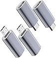 USB C to Micro USB Adapter, (4-Pack) Type C Female to Micro USB Male Convert Connector Support Charge Data Sync Compatible with Samsung Galaxy S7 S7 Edge, Nexus 5 6 and Micro USB Devices(Grey)