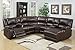 5pcs Brown Bonded Leather Reclining Sofa Set Includes a Push-back Chaise