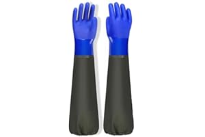 mitumomo PU Waterproof Gloves, Pond Gloves, Chemical Resistant Gloves for Men, Long Rubber Gloves, Reusable Heavy Duty Waterp