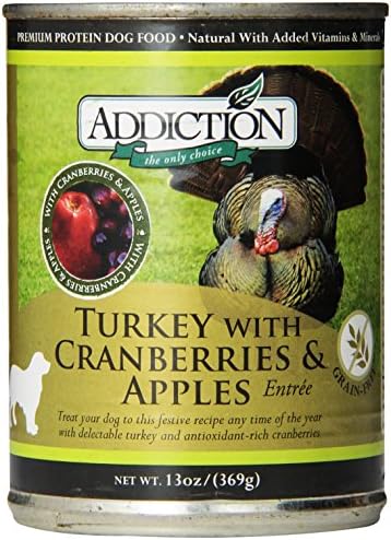 Addiction Turkey with Cranberries & Apples Entrée Grain Free Canned Dog Food, 13 oz. (12-pack)