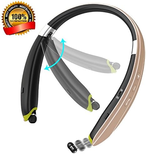 [Newest Design] Foldable Bluetooth Headset,Pkman™ Upgrade Wireless Neckband Bluetooth Headphones with Retractable Earbud, Foldable Design,Sports Stereo In-ear Earbuds for iPhone and Android