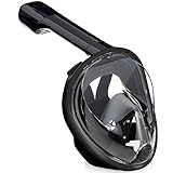 Pankoo Full Face Snorkel Mask, 180º Panoramic View Diving Scuba Mask Anti-Fog Anti-Leak Adjustable Head Straps Design Adults,Youth,Kids