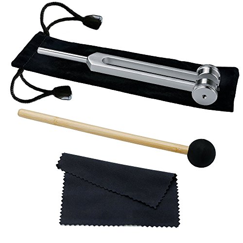 128 Cps Tuning Fork Weight Aluminum Clinical Grade Nerve/Sensory with Silicone Hammer and Cleaning Cloth, Packaged in Soft Storage Bag - Thumbnail 5