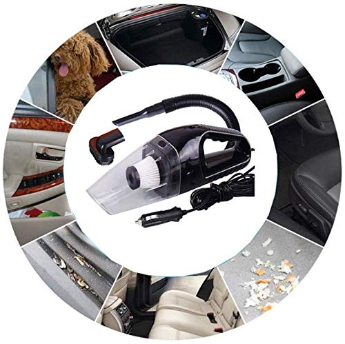 12v Handheld High Power Car Vacuum Cleaner, Carpet Cleaner for Car 120W 4000pa with Cigarette Plug Cleaning Pet Hair, Soot, Bread Crumbs and etc - Black