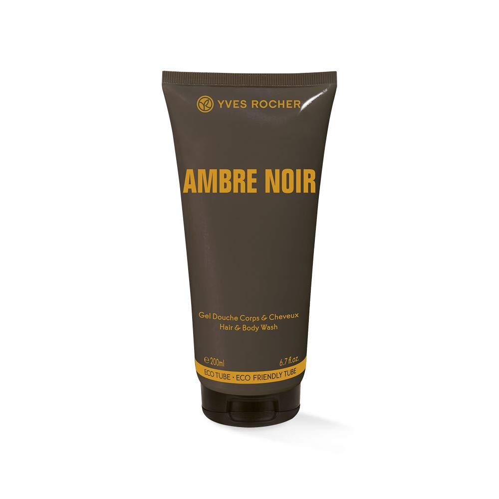 Yves Rocher AMBRE NOIR Shower Shampoo for Men Sensual Elegant 1 x Tube 200ml