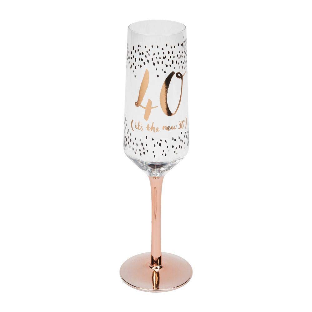 Widdop and Co Hotchpotch Luxury Champagne Prosecco Flute Glass Rose Gold Stem 40th Birthday