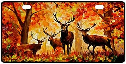 Best Design Deer/Elk Art Durable Metal License Plate Frame for Women/Men Two Holes Car Tag (New) 11.8" X 6.1"