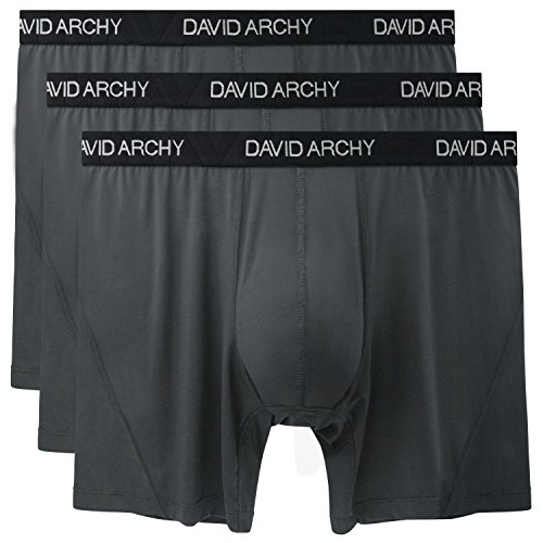 David Archy 3 Pack Men's Ultra Fast Dry Performance Boxer Briefs (M, Dark Gray)