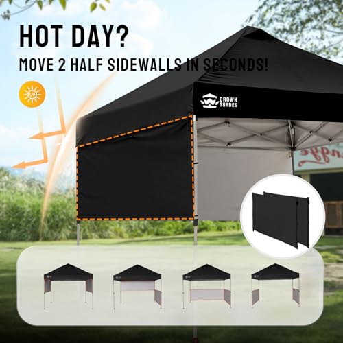 CROWN SHADES 10x10 Pop Up Canopy Tent with Sidewalls, Centerlok Instant Setup, UPF 50+, Black image 28