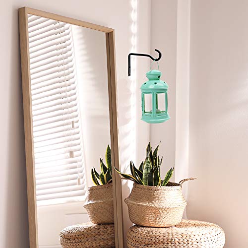 LotFancy 2pc Wall Hooks for Hanging Plants Outdoors, 6 inch Black Iron Metal Hanger Bracket for Hanging Baskets Indoor, Lantern, Bird Feeders, Wind Chimes, Home Décor, with 2 Extra Small Hooks