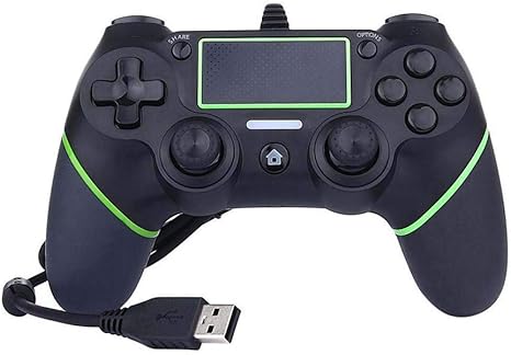 Amazon Co Jp Pc4有線ゲームコントローラー Pcゲームコントローラー ジョイスティックデュアルバイブレーションターボトリガーボタンwindows Android Ps4 Tvボックスゲームパッド グリーン ホーム キッチン