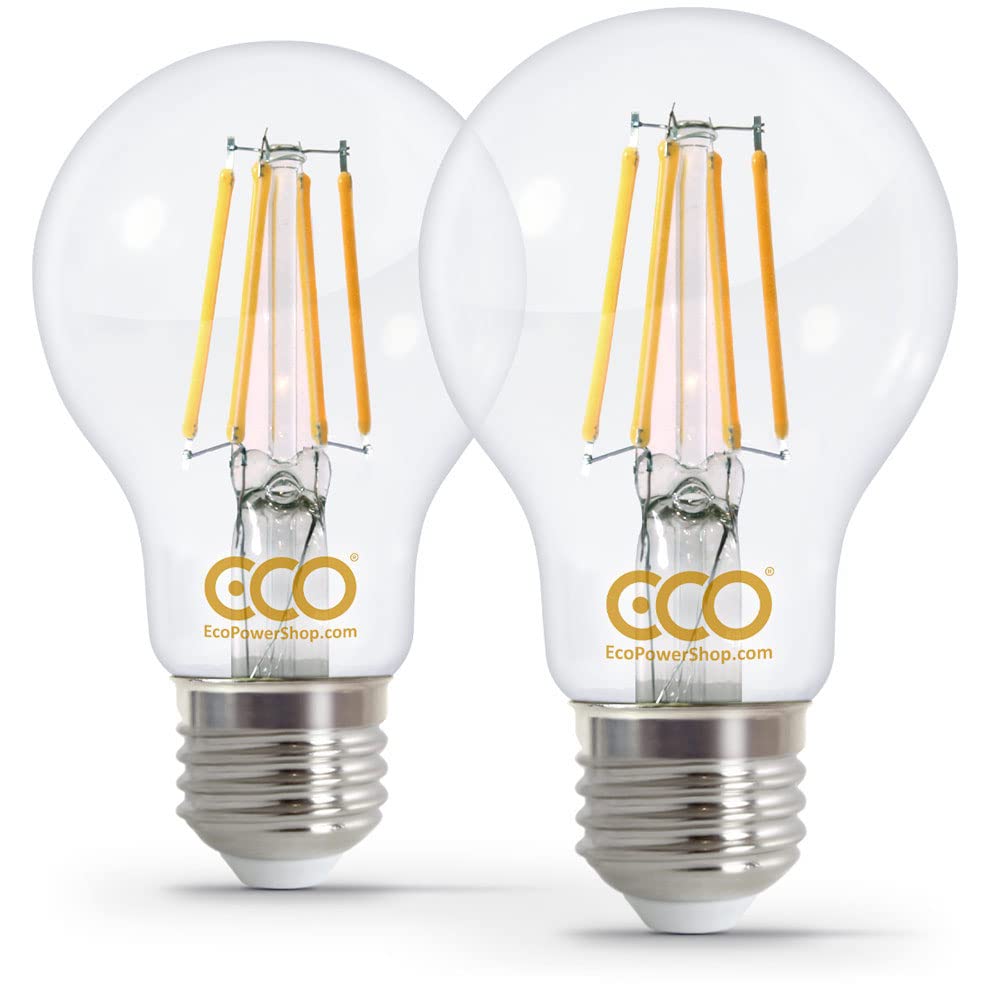 ECO 40W Energy Saving Light Bulb, Low Energy 4W Filament LED, 400 Lumen, Clear Glass, Warm White (2700K), E27 Edison Screw, 25000Hrs Lifetime. (2X Bulb Pack).