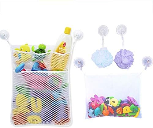 おもちゃ収納 メッシュ収納袋 メッシュバッグ お風呂場 整理 片付け バス収納 おもちゃ入れ 子供玩具 子供部屋収納 バスルーム収納 強力な吸盤 多用途 速乾 片付けネット 大小２個セット Colegiofrancesmarybuss Com