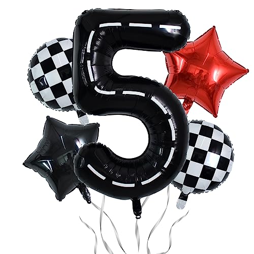 TONIFUL Race Car 5th Birthday Balloons