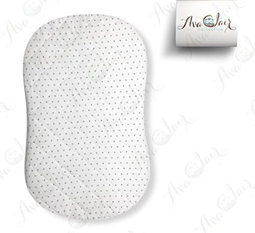 Best Halo Bassinet Mattress Pad - &amp; Sheet Cover Protector, Waterproof Fitted Sheets for Halo Swivel Sleeper, Hypoallergenic, White &amp; Grey Polka Dots Design for Baby Boy &amp; Girl, Smart Elastic Band