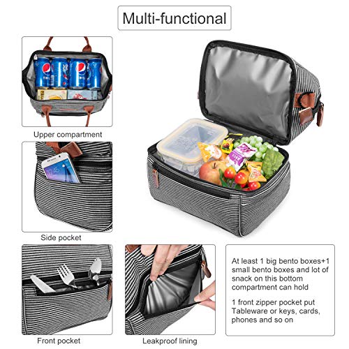 image for DTBG Lokass Lunch Bags for Women Wide Open Insulated Lunch Box With Do