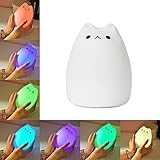 AKDSteel LED Kids Night Light Rechargeable Multicolor Portable USB Port Silicone Soft Baby Nursery Lamp with Warm White and 7-Color Breathing Dual Light Modes for Baby Children Adults Bedroom