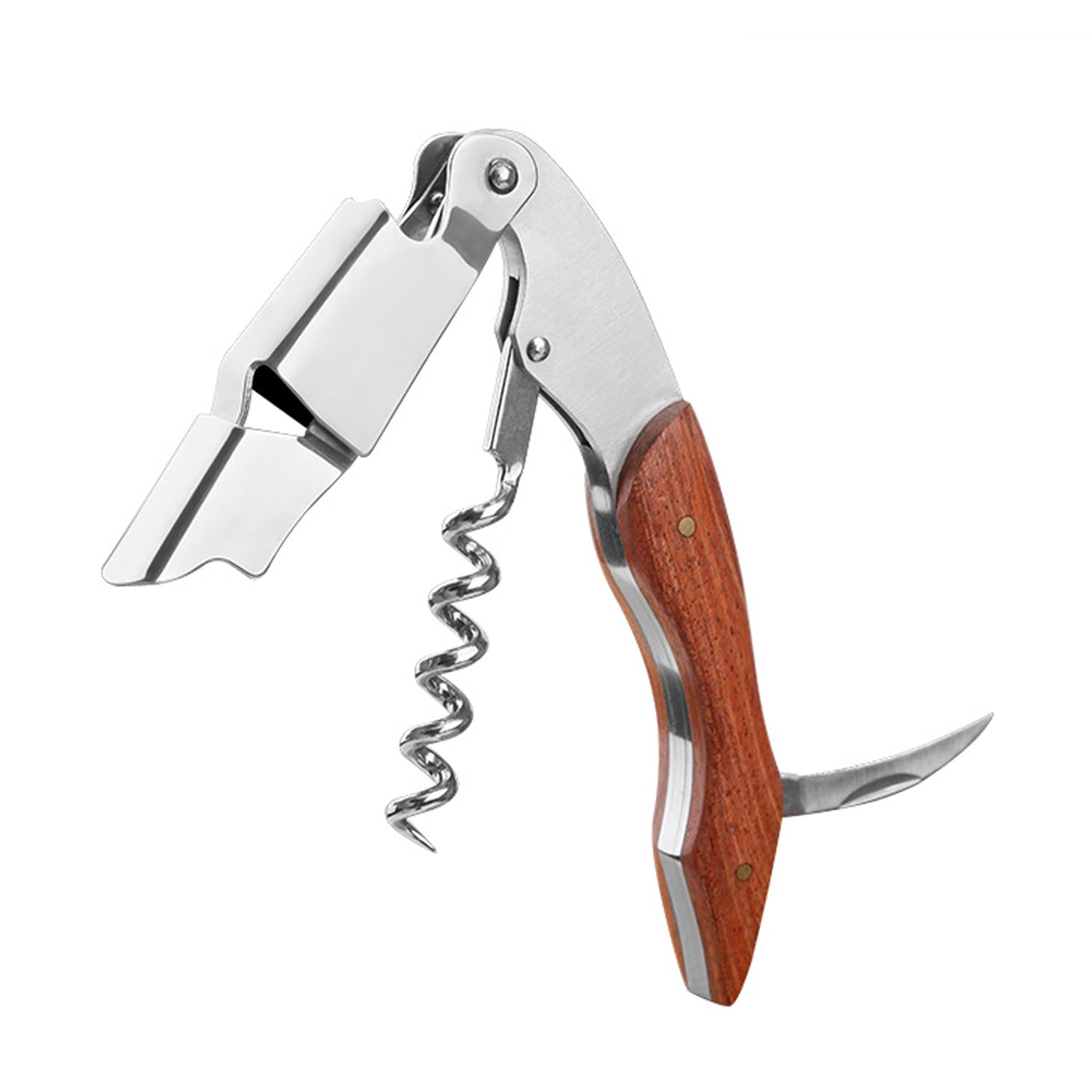 FUZVOL Waiters Corkscrew Stainless Steel Wine Opener Professional Bottle Opener Beer Opener Foil Cutter with Wood Handle for Bartenders, Sommeliers and Waiters