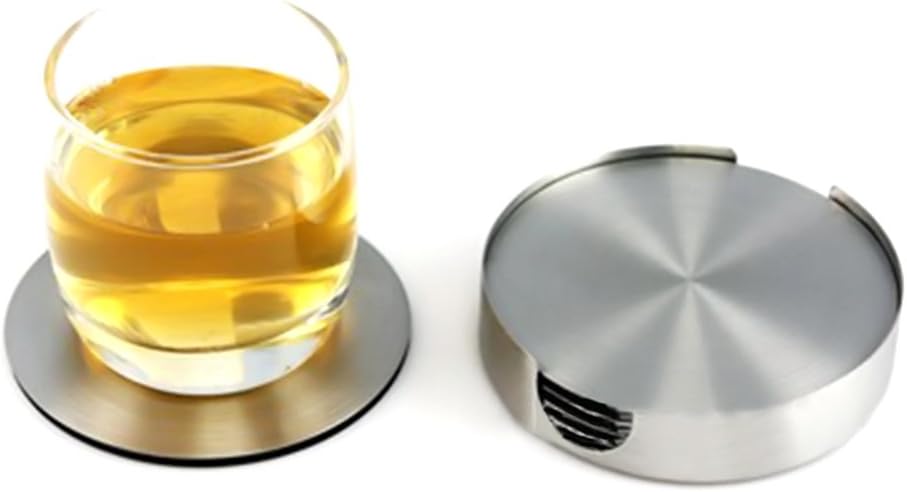 6 PCS Stainless Steel Round Coaster to Prevent Stains and Scratches Hotel Beer Cup Holder Placemat Set Metal Heat Insulation Protector