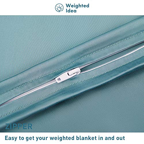 Weighted Idea Cooling Bamboo Weighted Blanket Removable Duvet Cover 48''x78'' (100% Natural Bamboo, Sea Grass Blue) - Thumbnail 4