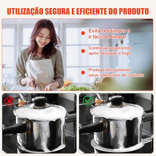 20 cm Adaptador para Fogão de Indução, Placa Conversora de Fogão de Indução, Chapa de Aço Inoxidável para Fogão com Alça Removível, Placa Conversora de Fogão de Indução, Placa Difusora de Calor