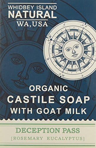 Whidbey Island Natural Organic Goat Milk Soap Bar - Deception Pass (Rosemary Eucalyptus), Enriched with kukui, jojoba, shea butter, goat milk and raw silk, 4.2 oz, Handmade in the Pacific Northwest, USA