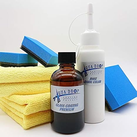 Amazon 日本製 60ml 硬化ガラスコーティング剤 Aquadrop Premium 60ml Mfクロス スポンジセット 旧 普通車 ミニバン用 濃色用下地処理剤 Base Dark 100ml Mfクロス スポンジセット 5年持続被膜 コーティング剤 車 バイク