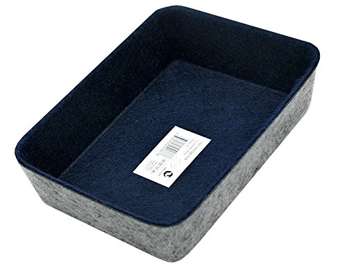 WELAXY Office felt drawer organizer Storage bin desktop dividers for men's accessories key holder (NAVY)