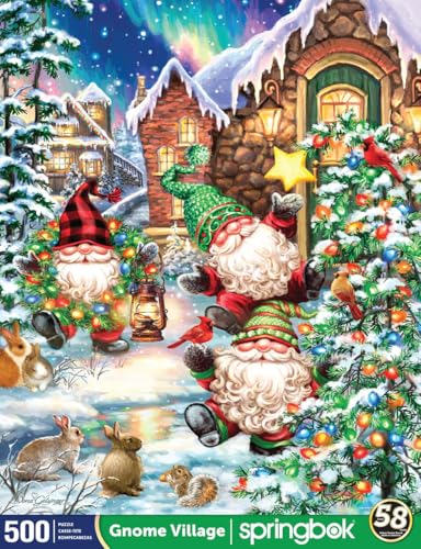 Springbok Gnome Village 500 Piece Christmas Jigsaw Puzzle for Adults