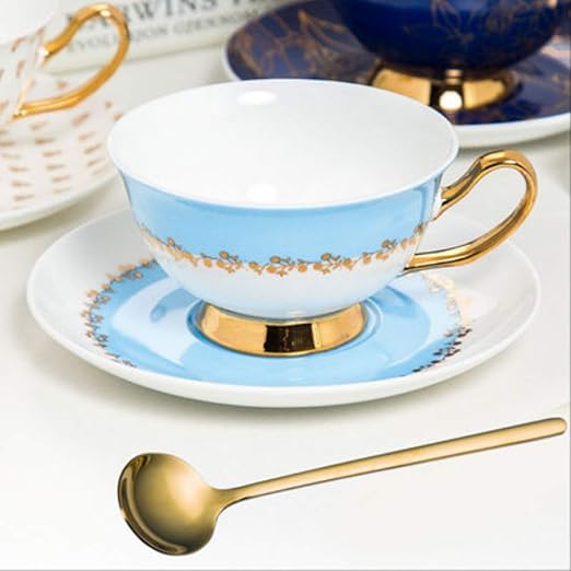 British Style Bone China Taza De Café con Cuchara De Oro Tarde ...
