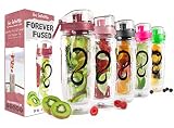 Live Infinitely 32 oz. Infuser Water Bottles - Featuring a Full Length Infusion Rod, Flip Top Lid, Dual Hand Grips & Recipe Ebook Gift (Dark Red, 32 oz)