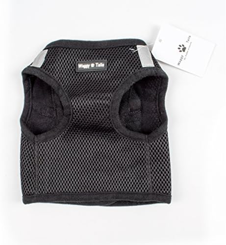 Waggy Tails Soft Mesh Vest Harness for Small breed Dogs. (Small. Black)