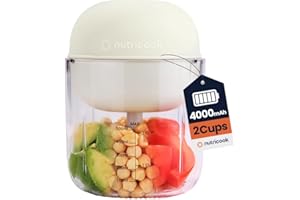 Nutricook Choppi Cordless Electric Vegetable Chopper & Mini Food Processor for Dicing, Shredding, Mincing, and Puree, Portable and Rechargeable, 2-Cup, 500 mL, 4000 mAh Battery, Desert Sand