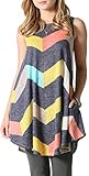 Risesun Women's Sleeveless Striped Lightweight Tunic Top Pocket Stretch Swing Tank Dress(Style1,L)