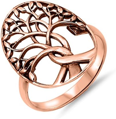 Rose Gold Tone Tree of Life Womens Everyday Jewelry Wisdom Insight .925 Sterling Silver Size 7