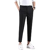 MOGU Ankle-Length Dress Pants for Men Slim Fit Cropped Trousers