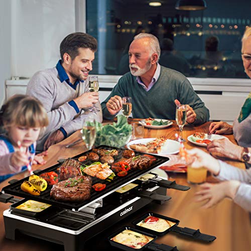 CUSIMAX Raclette Grill Electric Grill Table Portable 2 in 1 Korean BBQ Grill Indoor & Cheese