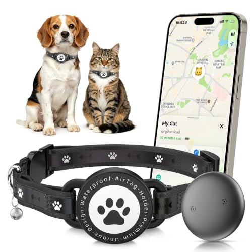 JIARUI Cat Tracker Without Subscription, Compatible iOS & Android, Mini Cat Dog Activity Tracker Collar, Waterproof Cats and Puppies Tracking Device (Pack of 1)