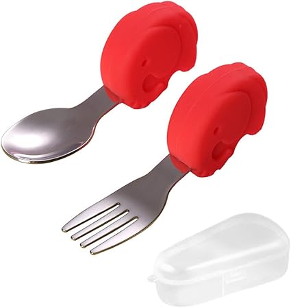 Amazon Asdsh ベビー用 スプーンとフォーク ベビー用食器 ステンレス カトラリーセット 赤ちゃん 子供 初めての離乳食用具 食事用 離乳食訓練 出産祝い プレゼント 誕生日 贈り物 収納ボックス付き 赤い象 ベビースプーン ベビーフォーク ベビー マタニティ 通販