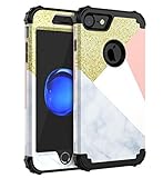 iPhone 7 Case,iPhone 8 Case,Cute Marble Case BEBEGOO Three Layer Hybrid Sturdy Heavy Duty Shockproof Armor High Impact Resistant Protective Cover Case For iPhone 7/iPhone 8,Marble Black