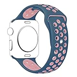 Apple Watch Band Series 1 Series 2,Hailan Soft Durable Nike + Sport Replacement Wrist Strap for iWatch,38mm,M/L,Light Pink / Midnight Blue