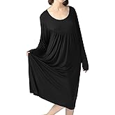 Lu's Chic Women's Plus Size Nightgown Long Sleeve Cotton Sleepwear Pajama Night Dress