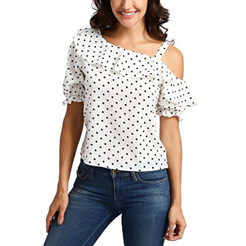 Pocciol Women Favorite Tops, 2018 Newly Women Soft Chiffon Lace Short Sleeve T Shirt Splice Crop Casual Top Blouse (Newly Love-K, XL) - Thumbnail 6