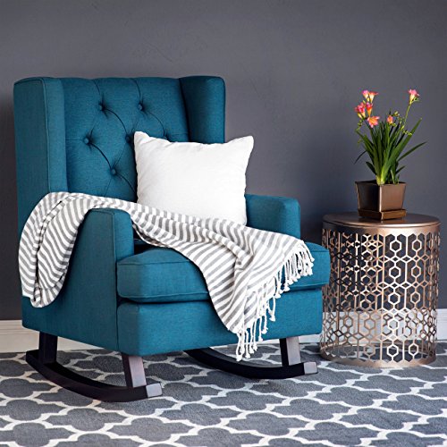 Best Choice Products Tufted Upholstered Wingback Rocking Accent Chair, Living Room, Bedroom w/Wood Frame - Blue Teal