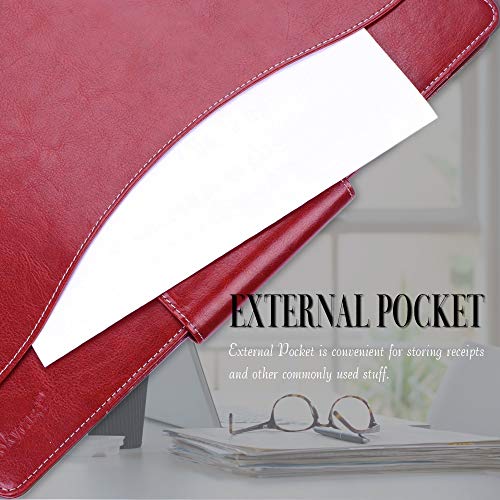 Portfolio Padfolio Case, Skycase Business Portfolio Folder, Resume/Conference/Legal Document Organizer with Letter/A4 Size Clipboard, Business Card Holders, Document Sleeve, Wine Red - Thumbnail 5