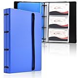 MaxGear Business Card Book Holder Professional Business Card Holders Name Card Organizer Credit Card Holder with 5 Color Index Tabs Blue