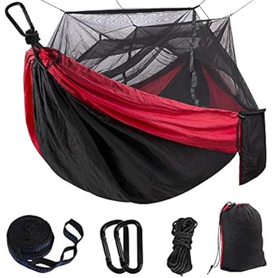 Camping Hammock, Double & Single Hammock with Bug Net/Mosquito, with Travel Portable Tree Straps and Carabiners, Easy… 51zGClVHsML