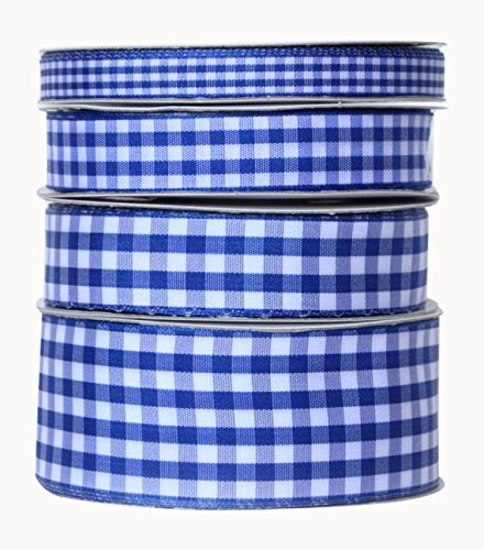 Ribbon Bazaar Taffeta Gingham Check 5/8 inch Royal Blue 25 yards Ribbon