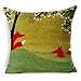 Decorative Animal Red Fox Thick Cotton Linen Throw Pillow Cover Car Cushion Pillowcase